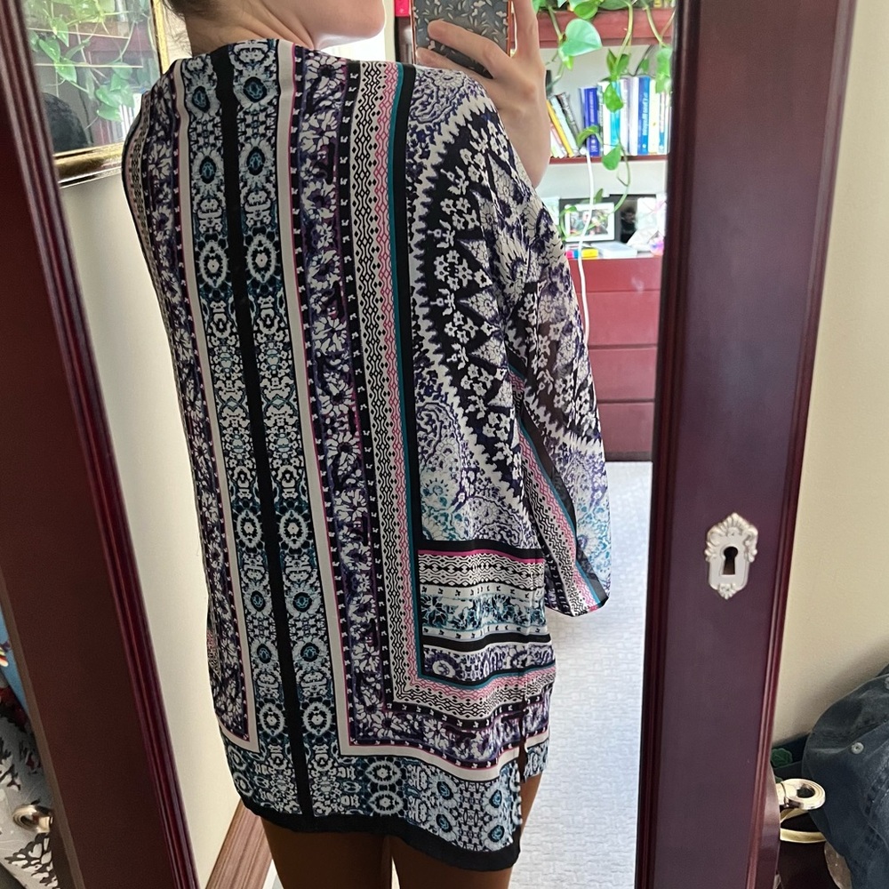 Express Sheer Kimono Duster Cardigan Cover Up Multicolor pattern - Picture 7 of 7
